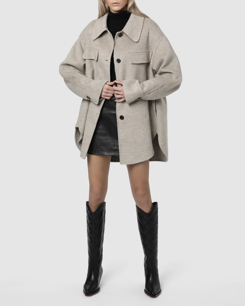 POCKET WOOL JACKET - Pale Oatmeal