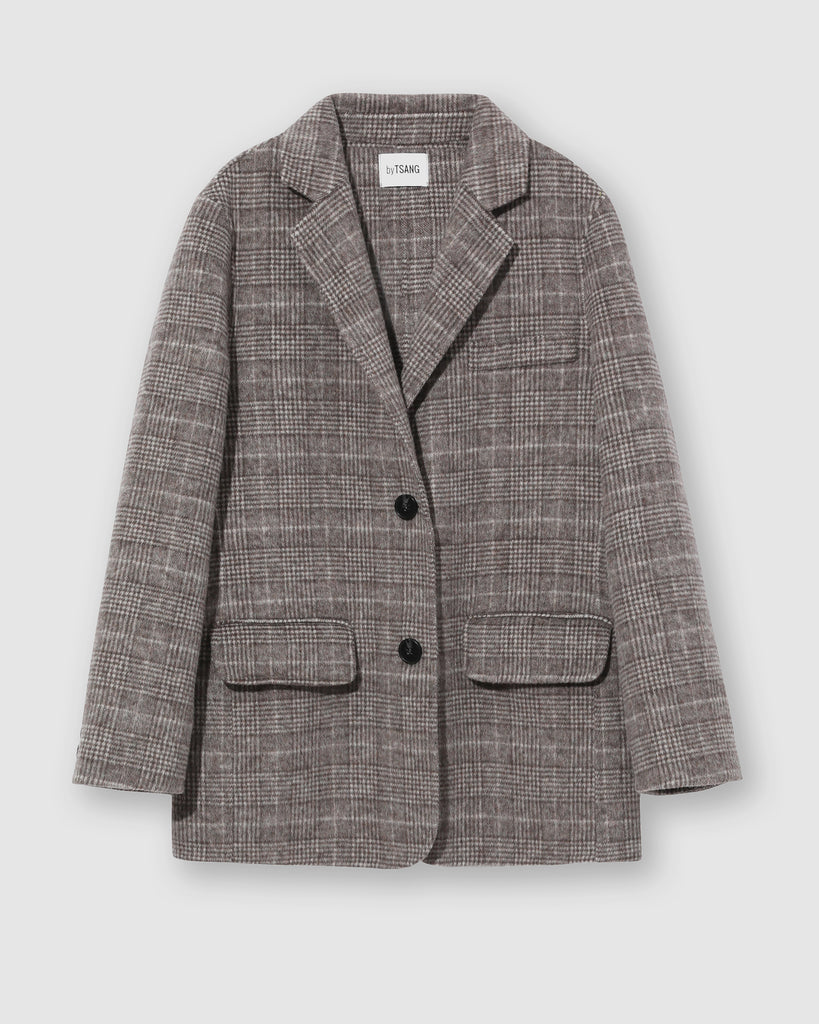 PLAID WOOL BLAZER - Greige