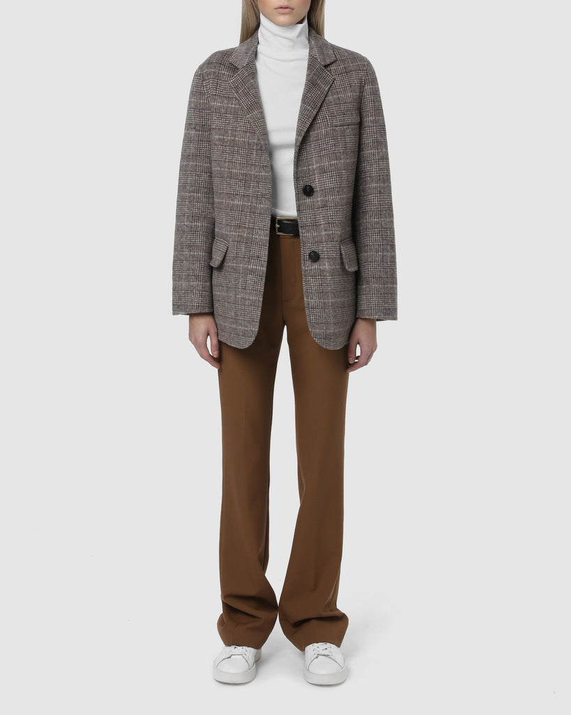 PLAID WOOL BLAZER - Greige