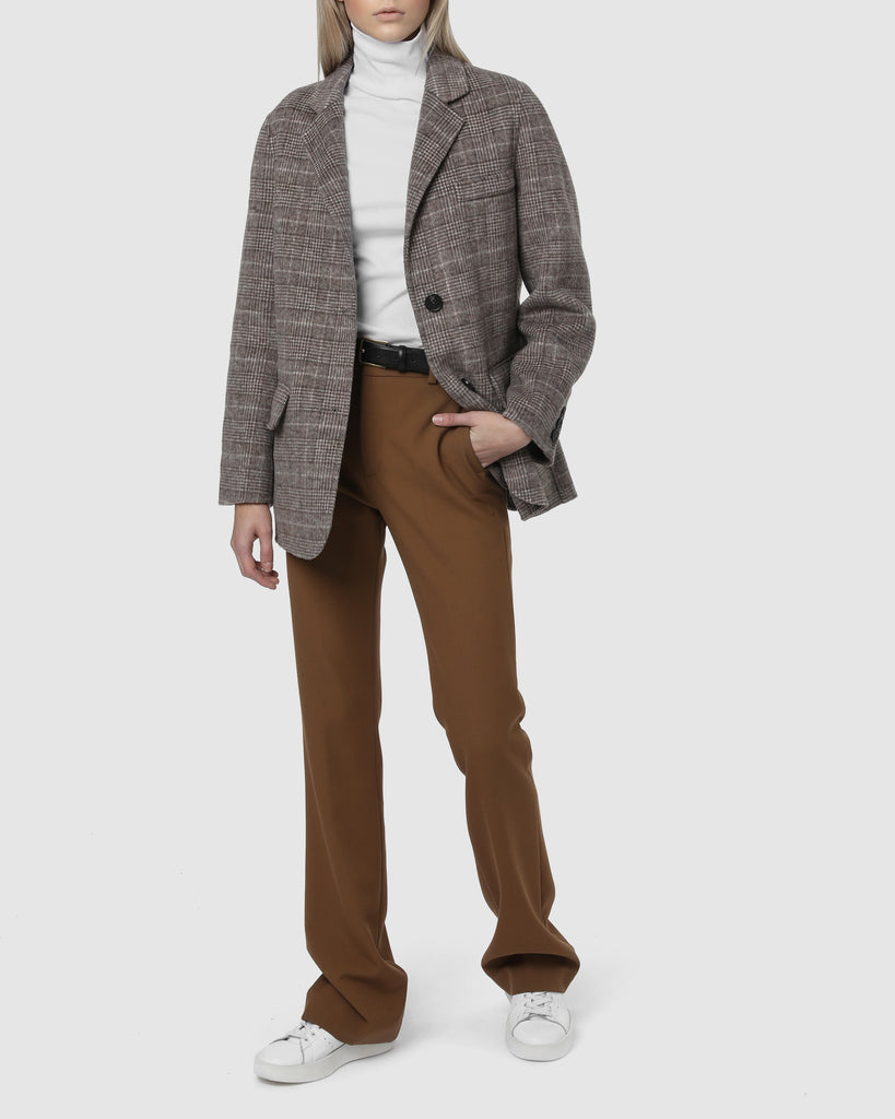 PLAID WOOL BLAZER - Greige