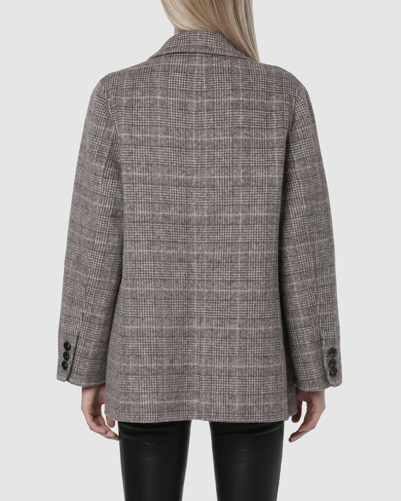 PLAID WOOL BLAZER - Greige