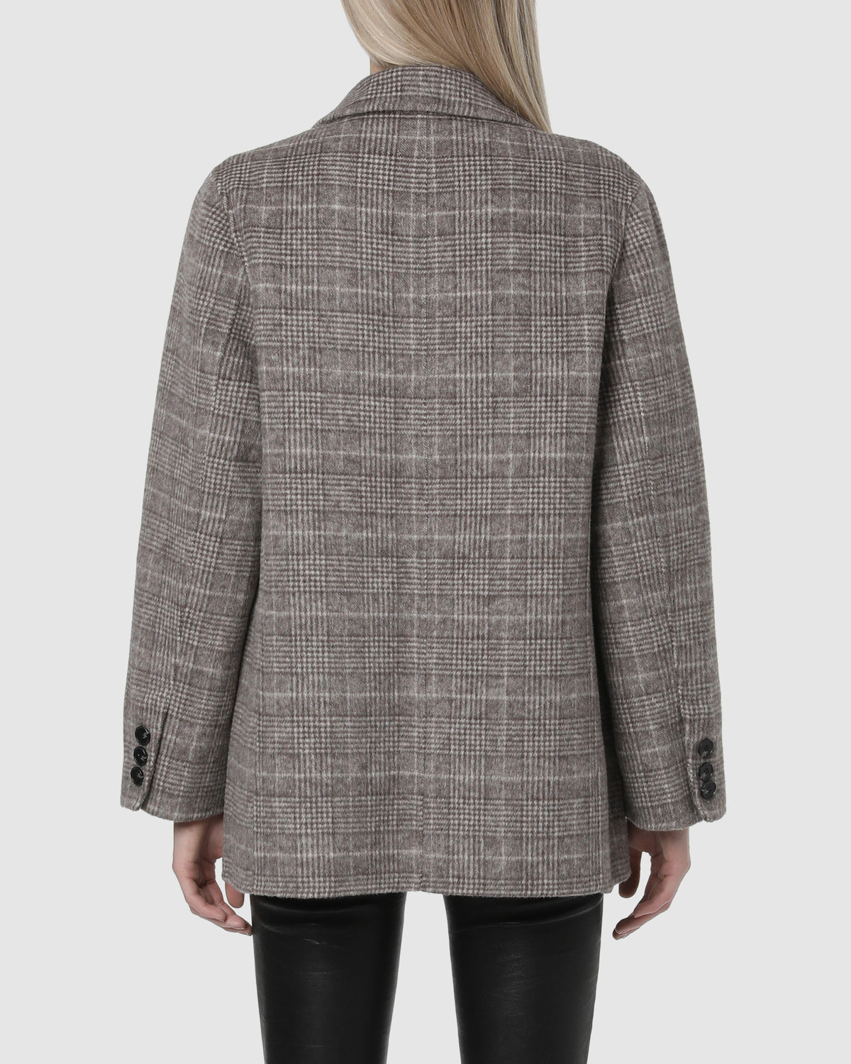 PLAID WOOL BLAZER - Greige