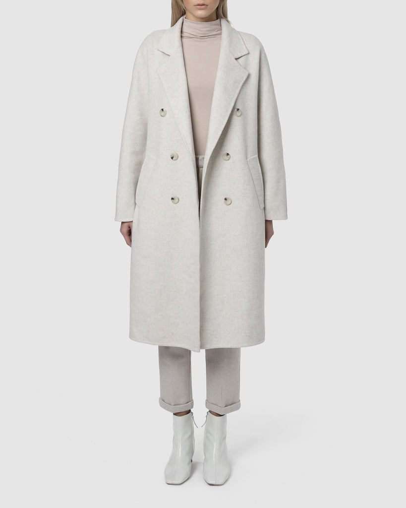 BELTED WOOL COAT - Cloud