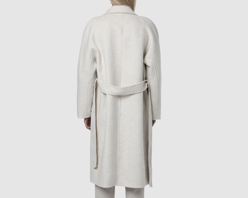 BELTED WOOL COAT - Cloud